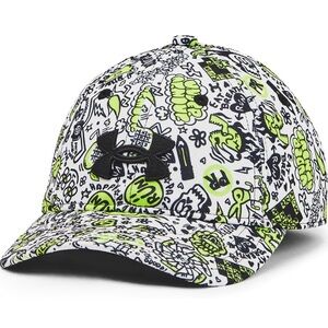 Under Armour Blitzing White Cap with Black and Neon Green Graphics Adjustable